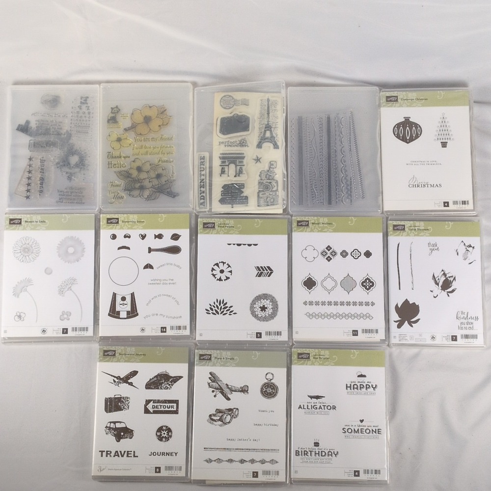 Stampin' Up! Rubber Mounted Stamp Very Large Lot Border Flowers Travel Holidays